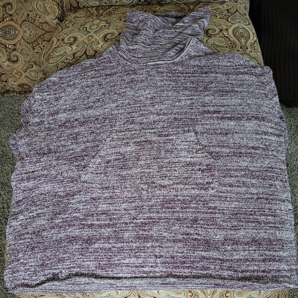 EUC Barefoot Dreams Cozychic Funnel Neck Pullover Red Wine Marled Oversized OS - Picture 10 of 14